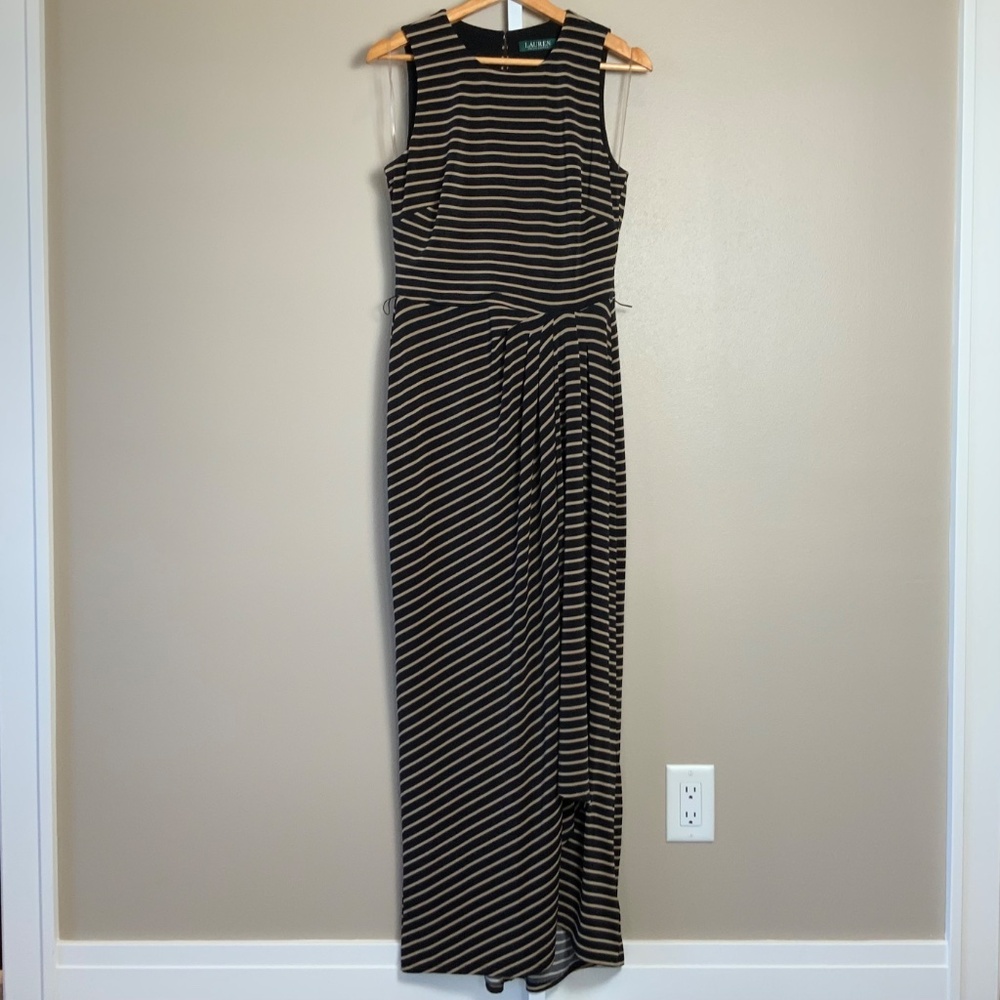 Lauren Ralph Lauren Striped Sleeveless Draped Maxi Dress - Picture 8 of 16